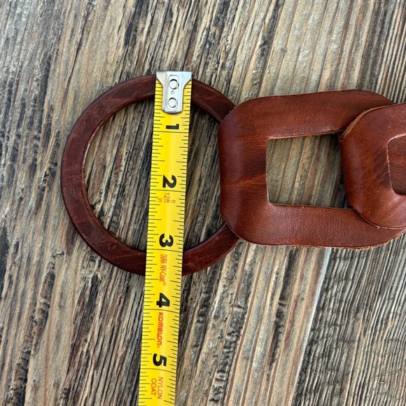 Brave Leather Inian Skrunchy Belt Womens Sz 36 Cognac Brown Adjustable Bohemian - Picture 8 of 10